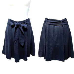 PETALS USA Linen Blend Tie Waist Flare Skirt S